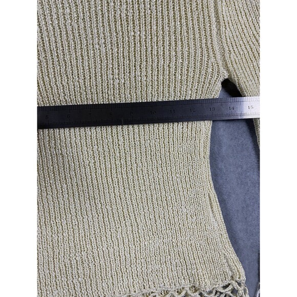 Marco G Sweater Womens Large Beige Fringe Macrame Mock Turtleneck Pullover Boho - Picture 14 of 16